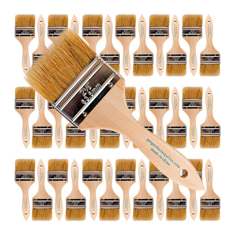 Pro-Grade Pro Grade - Chip Paint Brushes - 36 Ea 2.5 Inch Chip Paint Brush Light Brown - Image 1